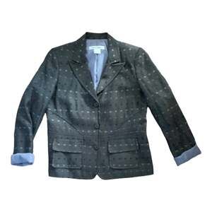 Rafael wool blend blazer womens size 6 small grey polka dot purple